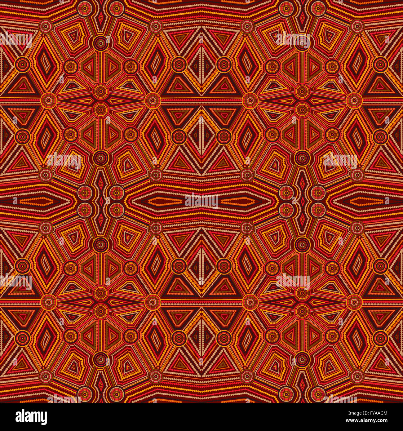 Abstrakter Stil der Kunst der australischen Aborigines. Geometrische Hintergrundmuster. Ethno-Stil. Stockfoto
