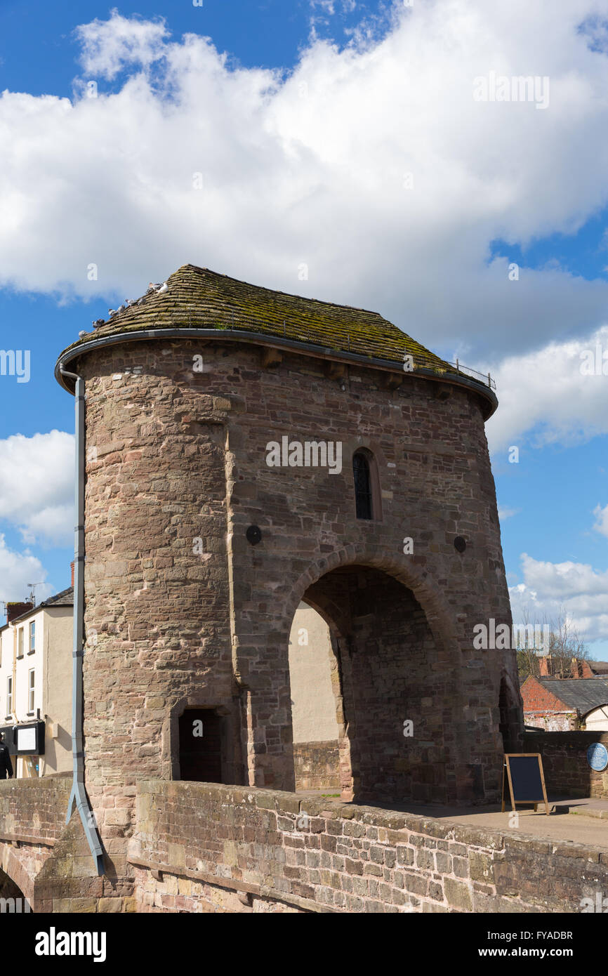 Monnow Brücke Monmouth Wales uk mittelalterlichen historischen Fluss Brücke und touristische Attraktion in Wye valley Stockfoto