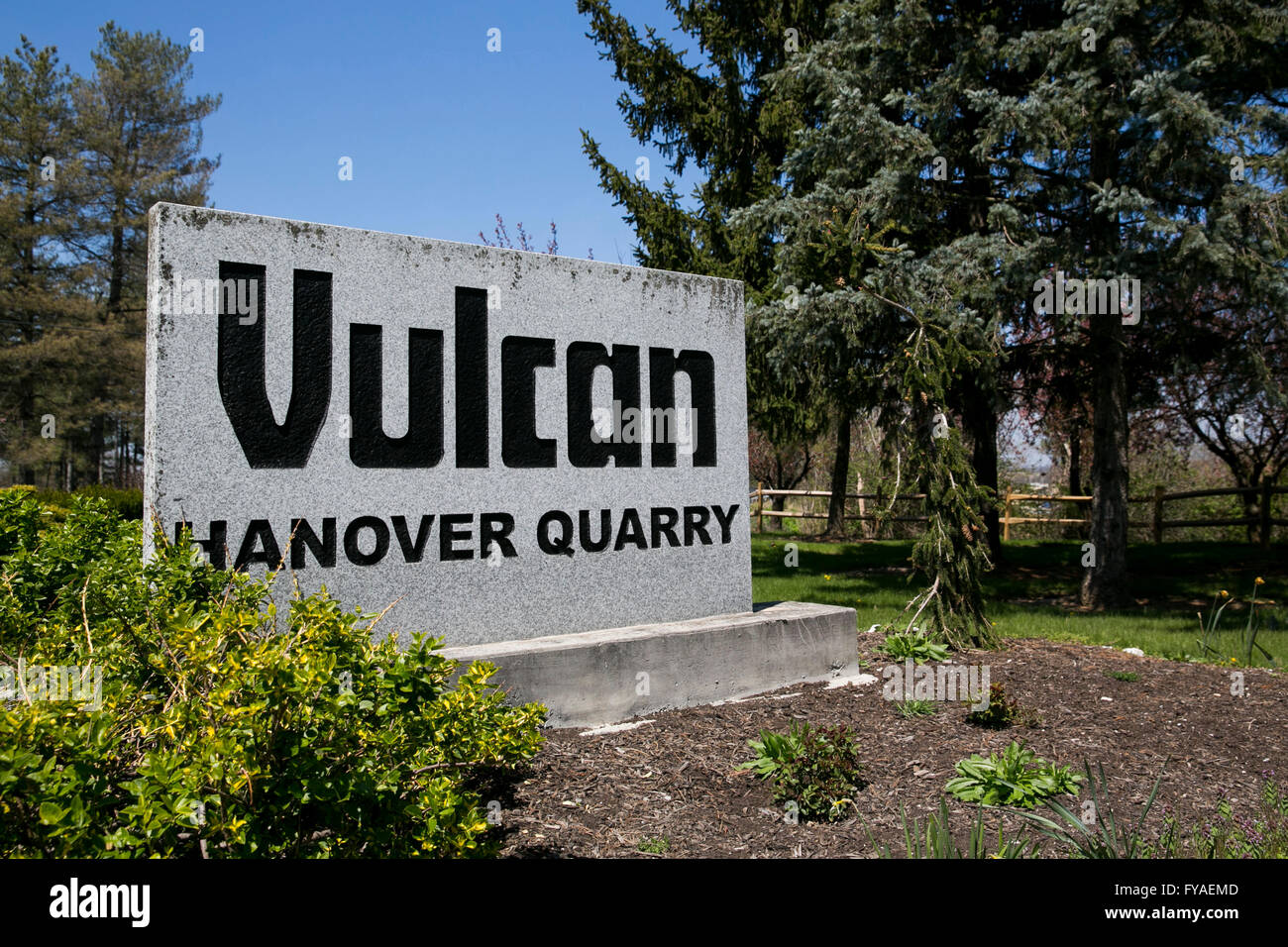 Ein Logo Zeichen außerhalb einer Einrichtung besetzten die Vulcan Materials Company in Hanover, Pennsylvania am 17. April 2016. Stockfoto