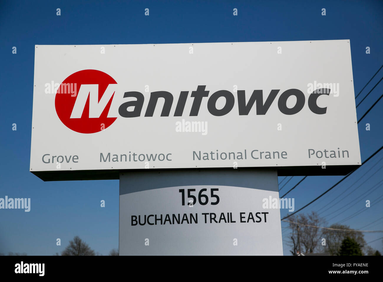 Ein Logo Zeichen außerhalb einer Einrichtung von Manitowoc Cranes in Shady Grove, Pennsylvania am 17. April 2016 besetzt. Stockfoto