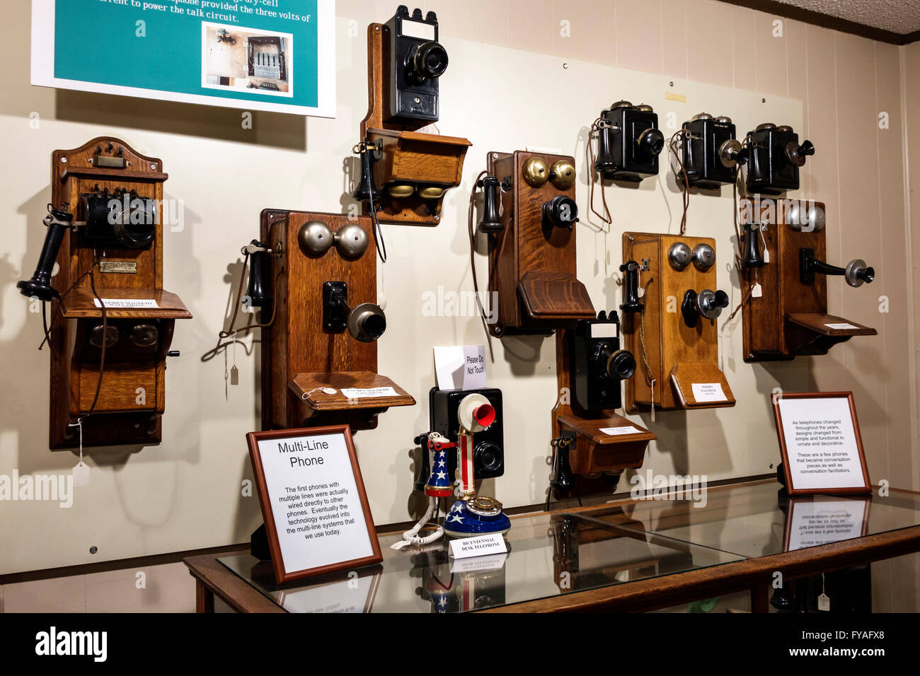 Orlando Florida, Maitland, Maitland Historical Telephone Museum, Inneneinrichtung, Ausstellungsausstellung, Sammlung von Telefonen, FL160402033 Stockfoto
