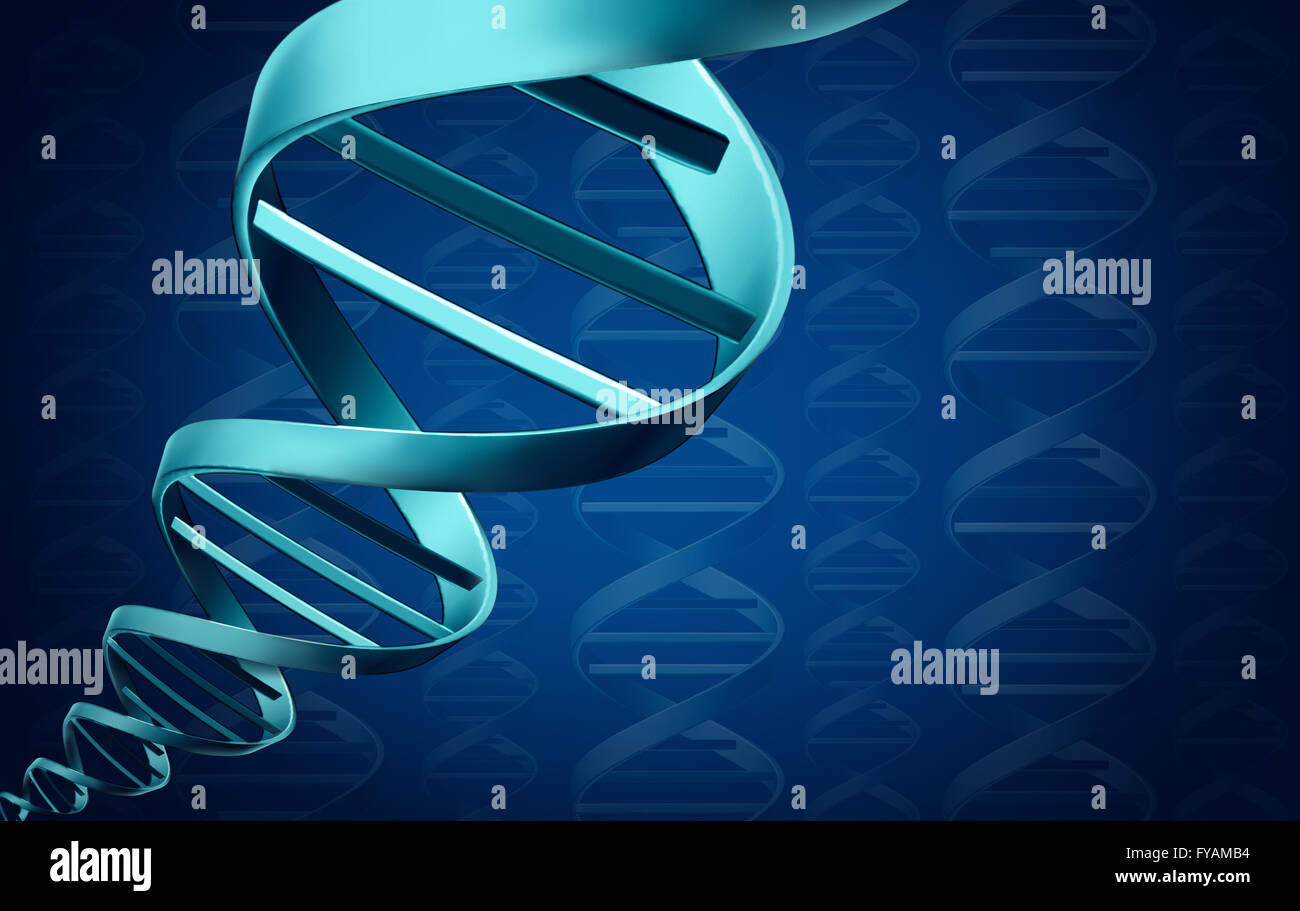 DNA-Hintergrund Medizin Konzept als molekulare 3D-Illustration Helix-Struktur als Biochemie und genetische Symbol. Stockfoto