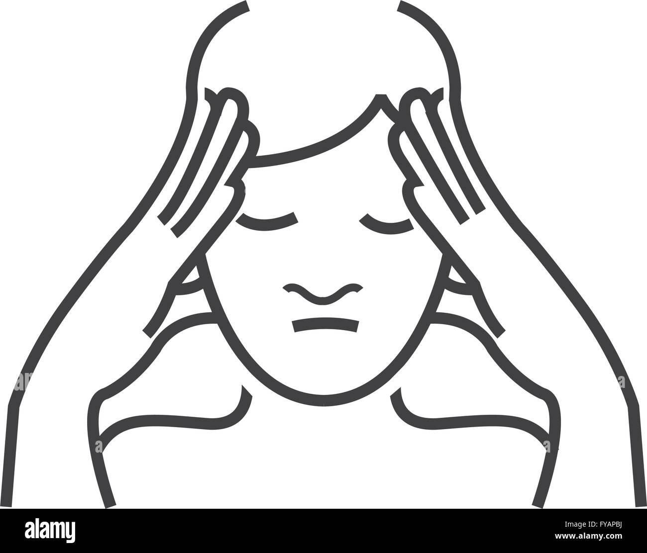 HNO-Heilkunde, Kopfschmerzen-Symbol, Liniensymbol Stil Stock Vektor