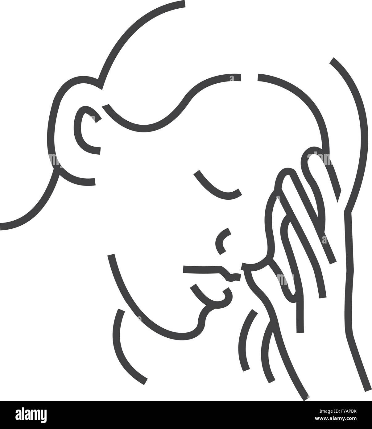 HNO-Heilkunde, Husten Icon-Design, Liniensymbol Stil Stock Vektor