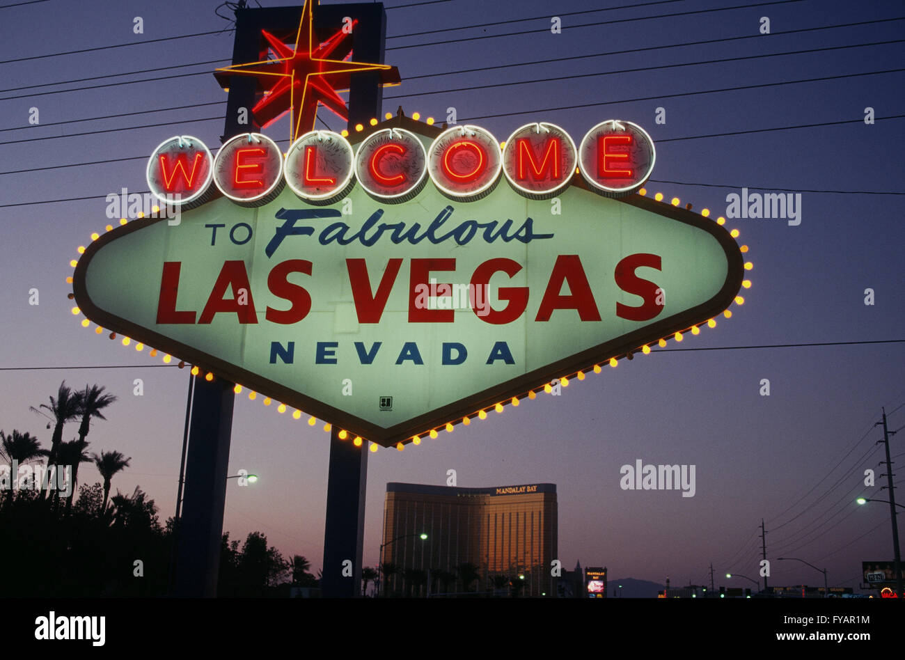 USA, Nevada. Las Vegas alte Zeit Zeichen an Stadtgrenze Stockfotografie -  Alamy