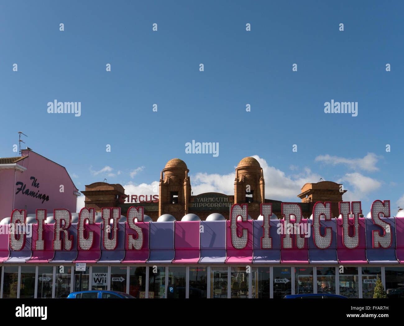 Traditionellen Seaside Unterhaltung am Meer von Great Yarmouth, Norfolk, England Stockfoto