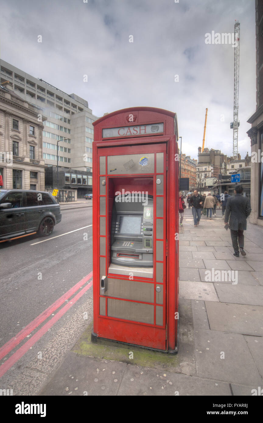 ATM-Telefonzelle konvertiert Handy-Box London Stockfoto