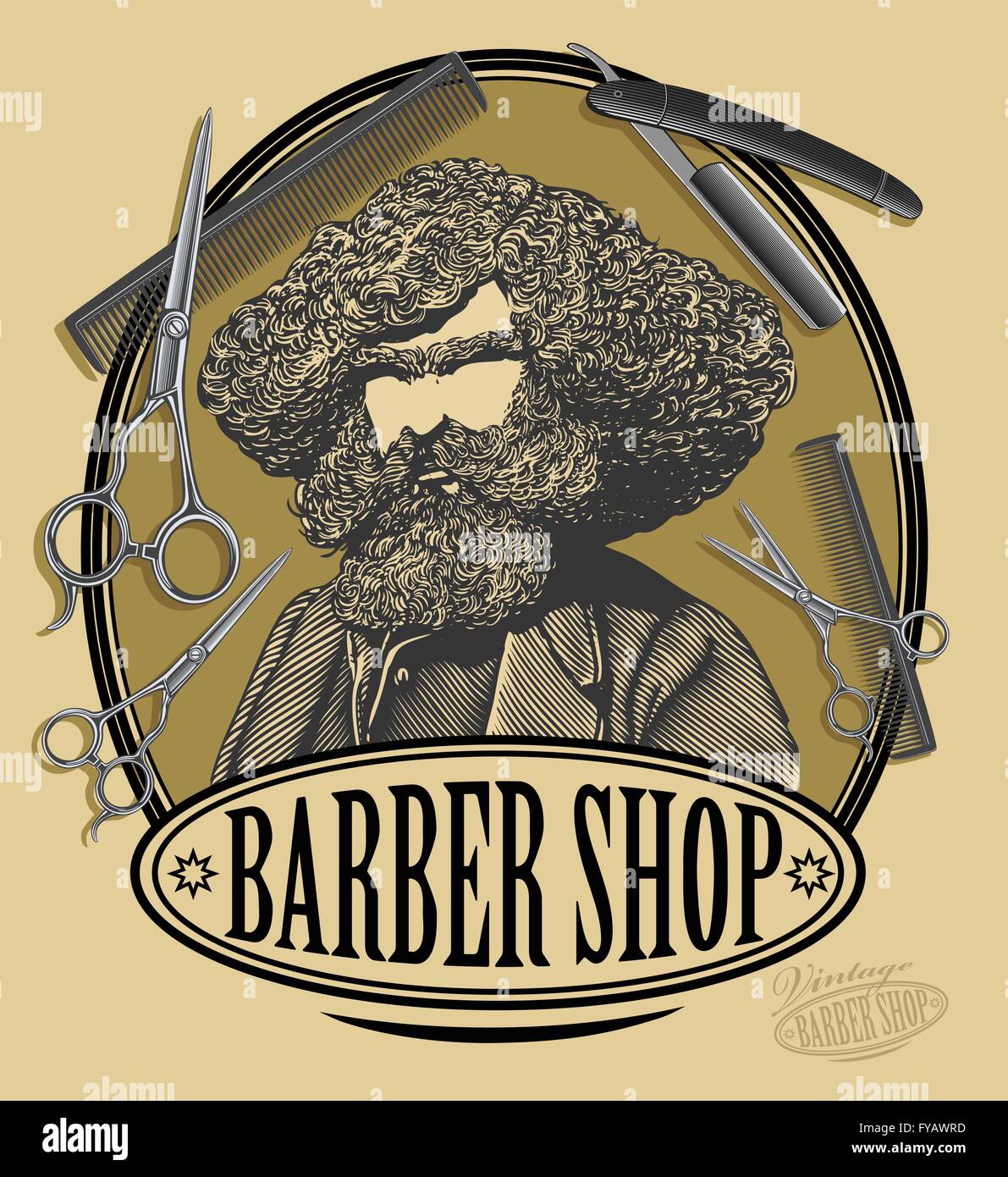 Vintage Barber Shop-logo Stock Vektor