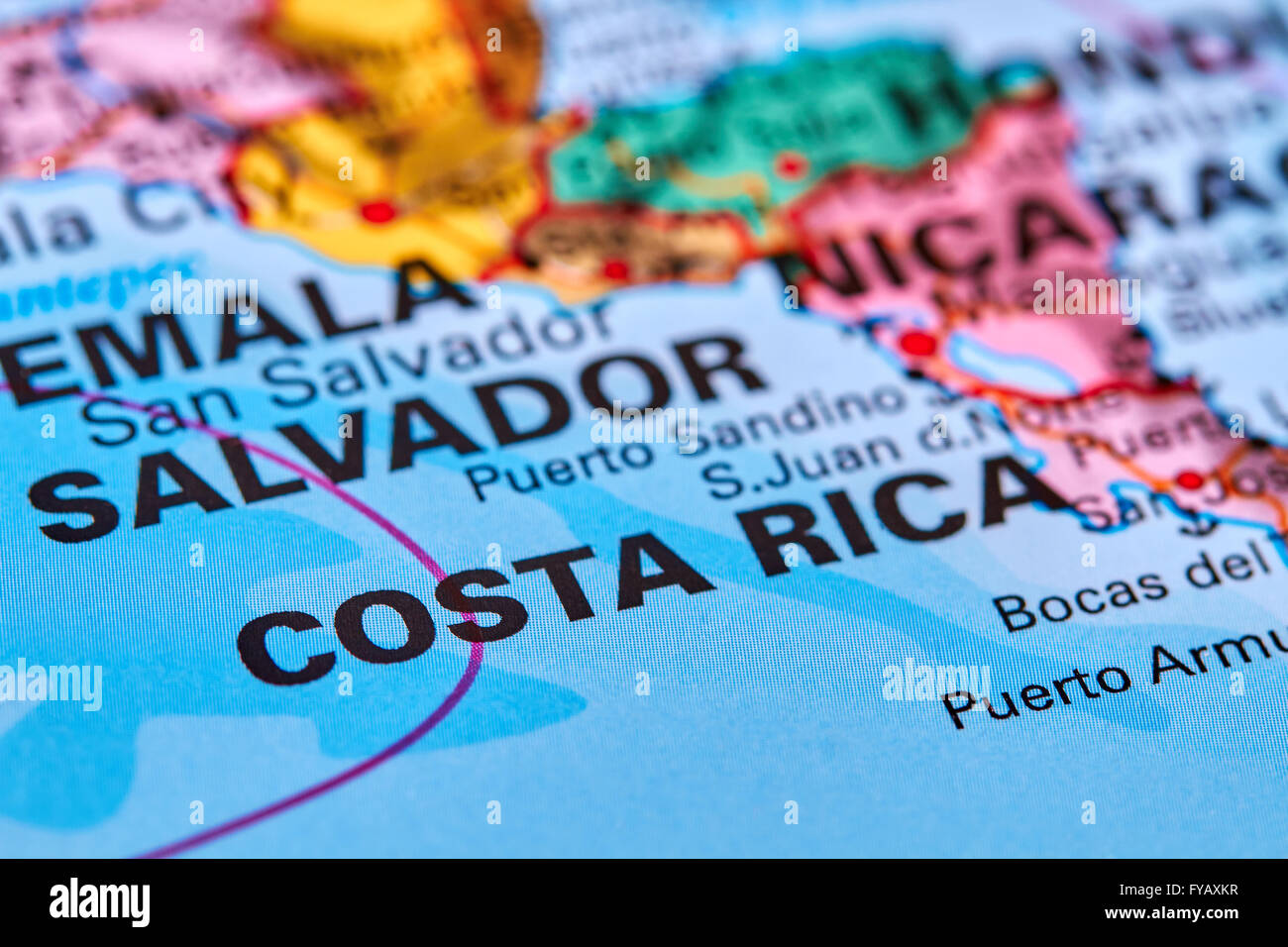 Costa Rica, Land in Mittelamerika auf der Weltkarte Stockfotografie - Alamy