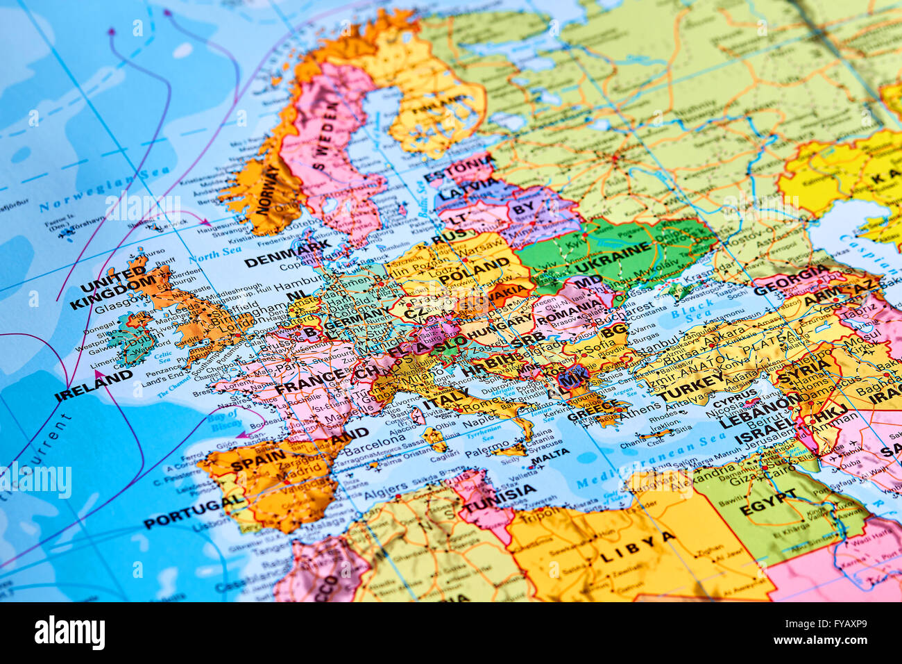 Europa Kontinent auf der Weltkarte Stockfoto