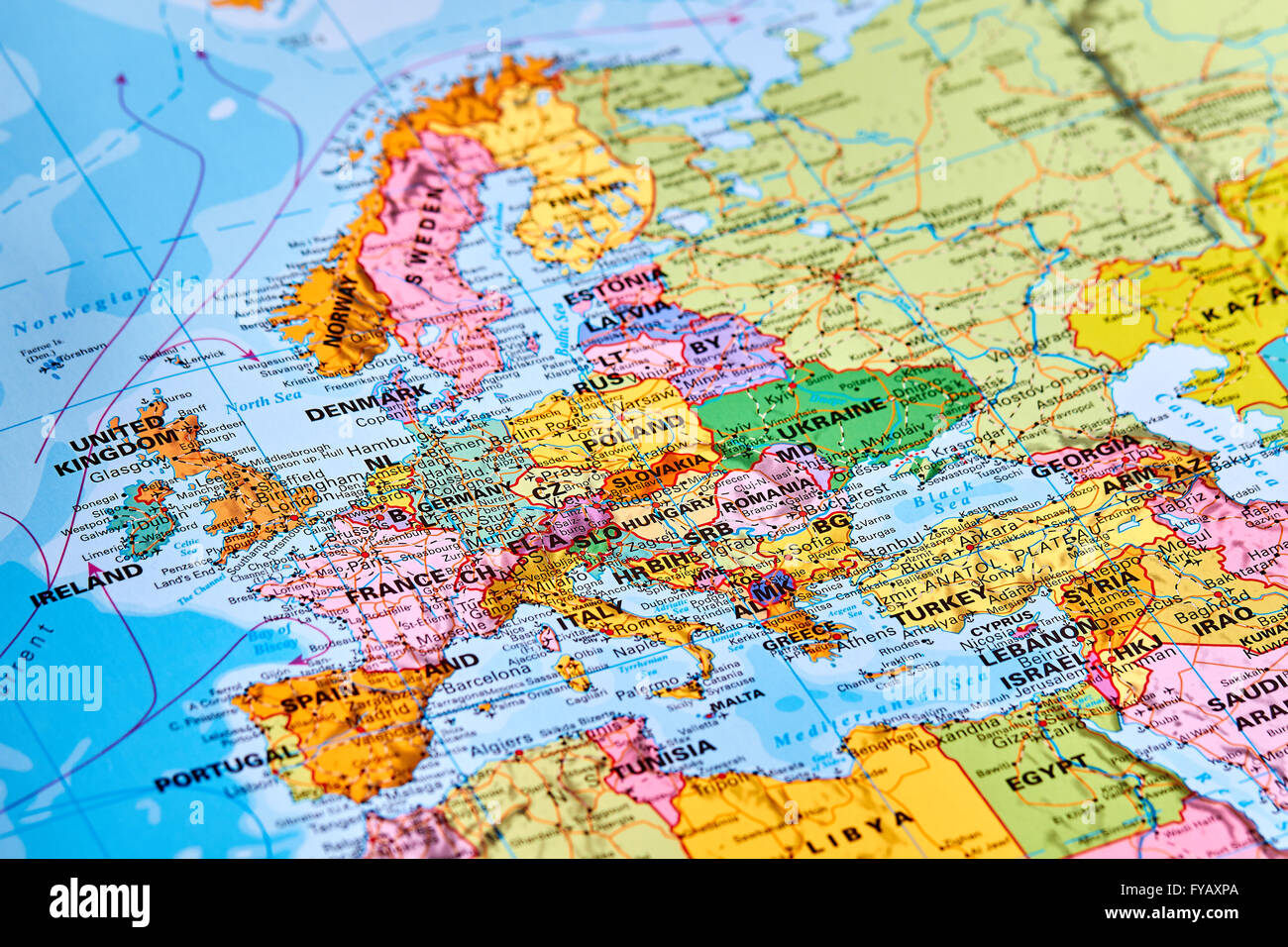 Europa Kontinent auf der Weltkarte Stockfoto