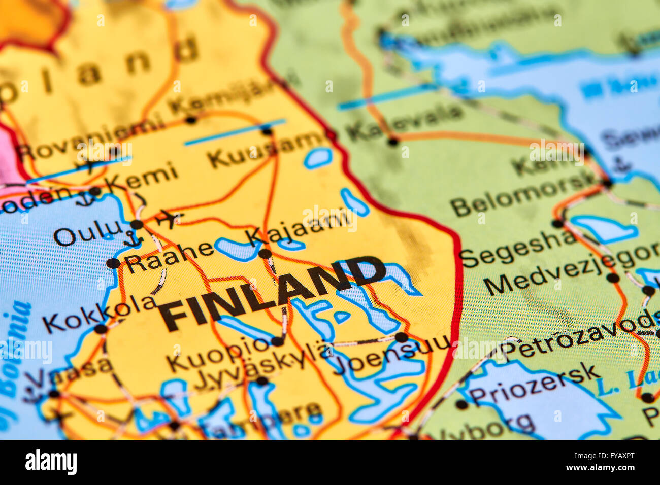 Finnland, Staat in Europa auf der Weltkarte Stockfotografie - Alamy