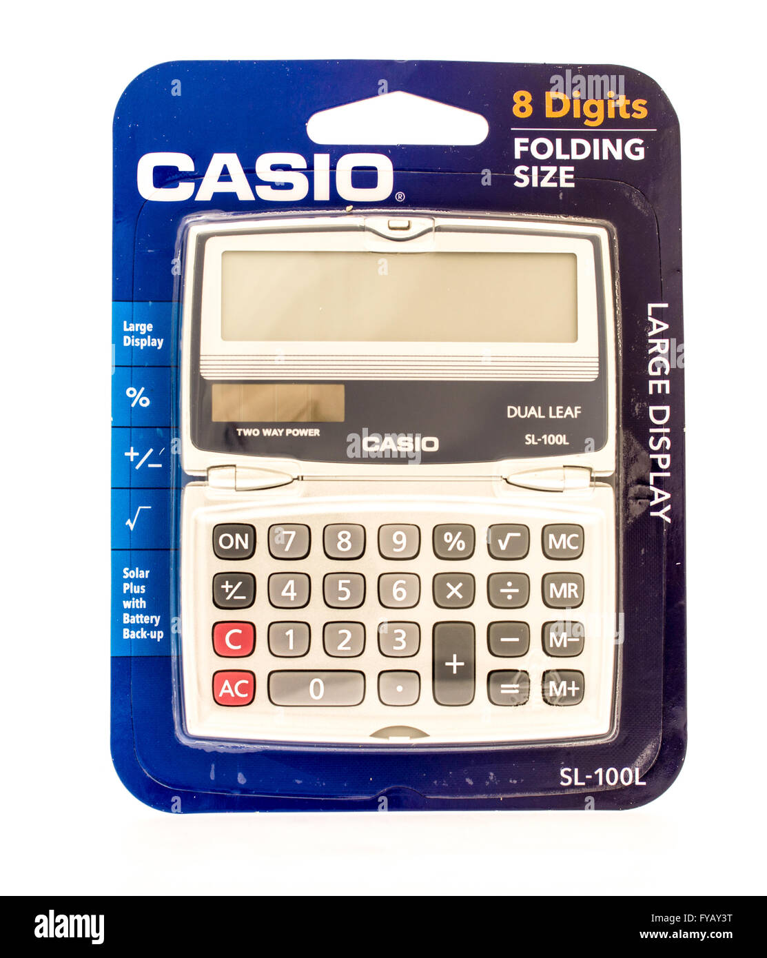 Winneconne, Wisconsin - 9. September 2015: Paket von einem Casio-Calculatar Stockfoto