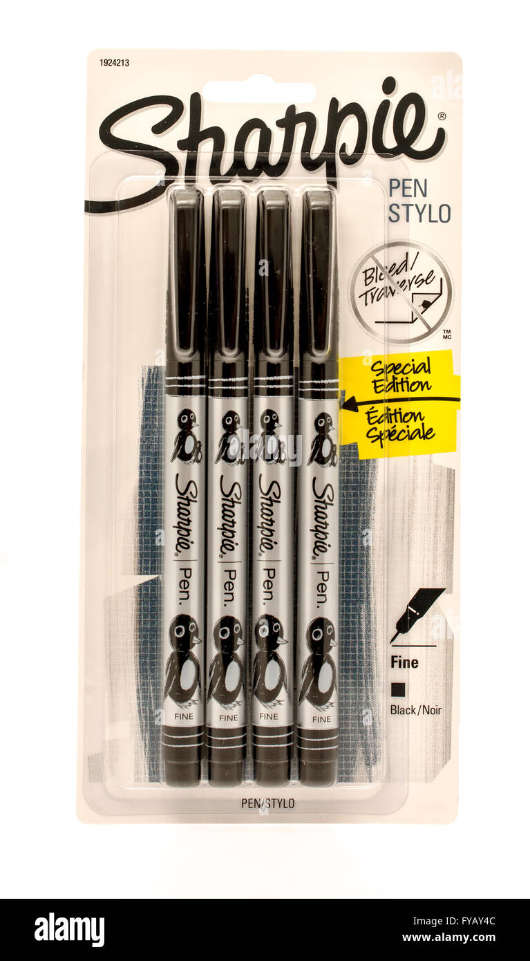 Winneconne, Wisconsin -27 September 2015: Paket der Sharpie Pen Stylo Marker Stockfoto