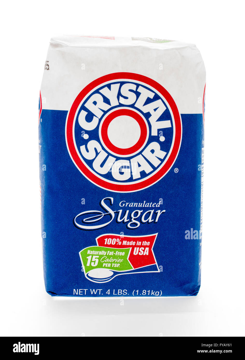 Winneconne, Wisconsin - 8. Februar 2015: Tasche von Kristallzucker hergestellt in den USA. Stockfoto