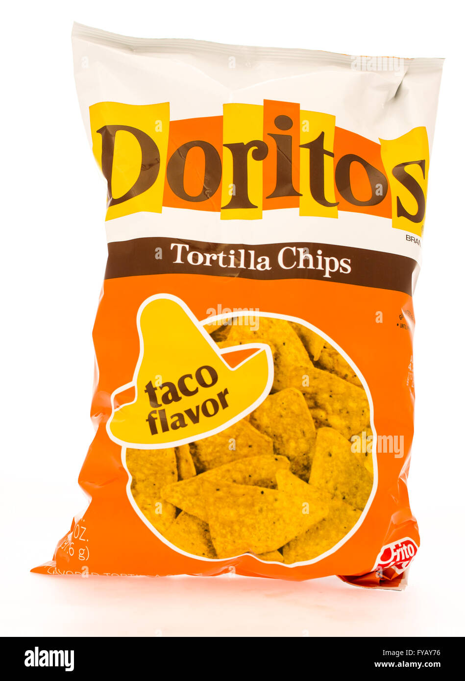 Winneconni, WI - 16. Juni 2015: Tasche von Doritos in Taco-Aroma, das im Besitz von Frito-Lay Stockfoto