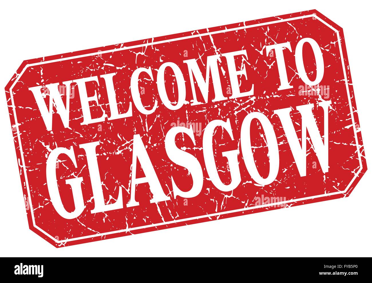 Herzlich Willkommen Sie in Glasgow rotes Quadrat-Grunge-Stempel Stock Vektor