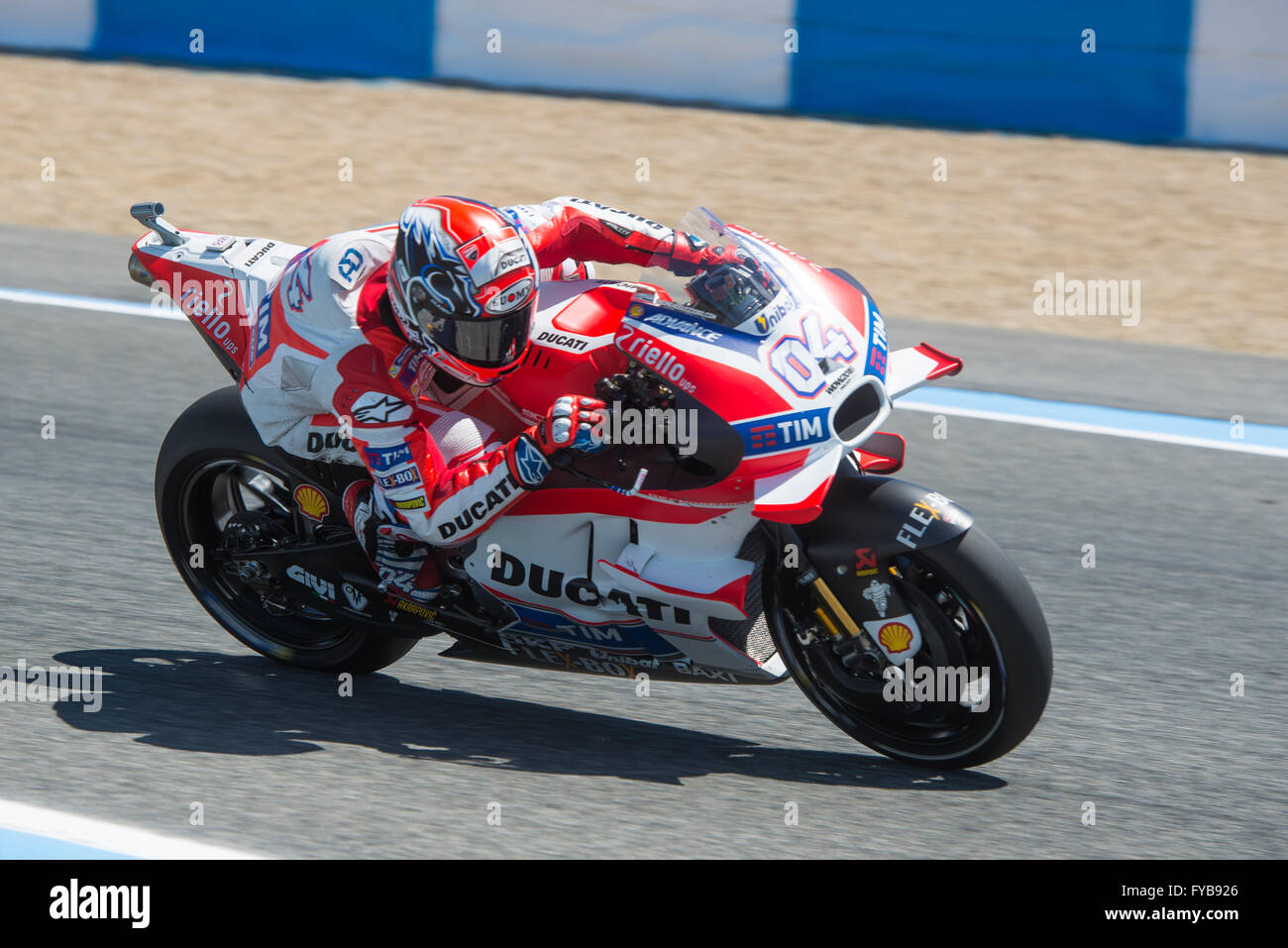 Jerez De La Frontera, Spanien. 24. April 2016. Andrea Dovizioso italienischen MotoGP-Fahrer der Ducati-Team im Rennen MotoGP Spaniens, in der Rennstrecke von Jerez. Bildnachweis: Kiko Jimenez/Alamy Live-Nachrichten Stockfoto