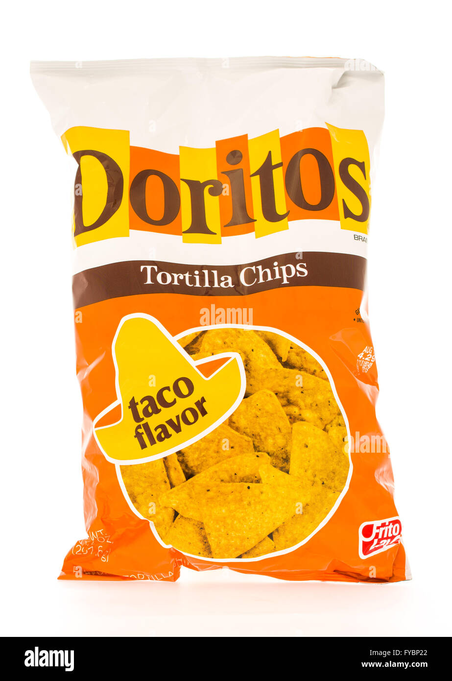 Winneconni, WI - 19. Juni 2015: Tasche von Doritos in Taco-Aroma, das im Besitz von Frito-Lay Stockfoto