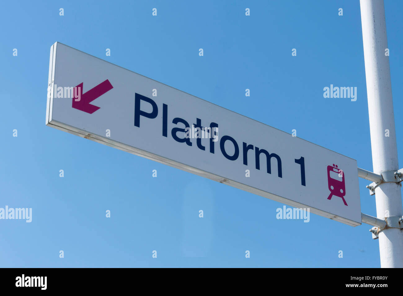 Plattform-Zeichen, Alexandra Palace Railway Station, Wood Green, London Borough of Haringey, Greater London, England, Vereinigtes Königreich Stockfoto