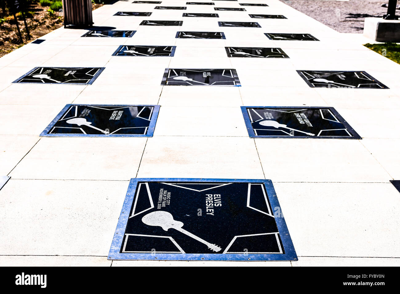 Country Music Stars in Stern im Musik Walk of Fame Stadtpark in Nashville, Tennessee Stockfoto