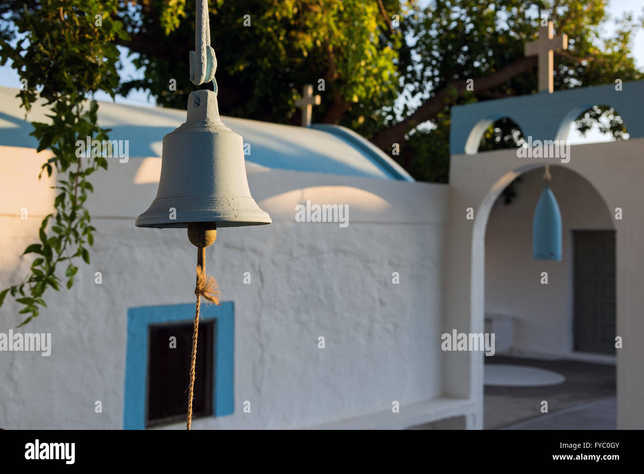 Traditionelle Kirchlein bei Sonnenuntergang in Insel Kos, Griechenland Stockfoto