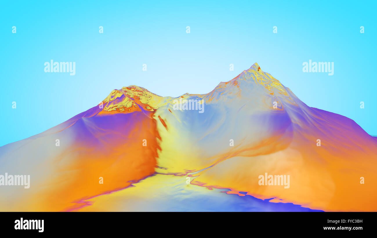 3D Abbildung des surrealen Gelee Berge auf farbigen Hintergrund Stockfoto