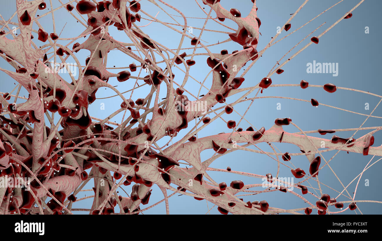 3D Darstellung der biologischen Objekt sieht aus wie Blut und Gefäße Stockfoto