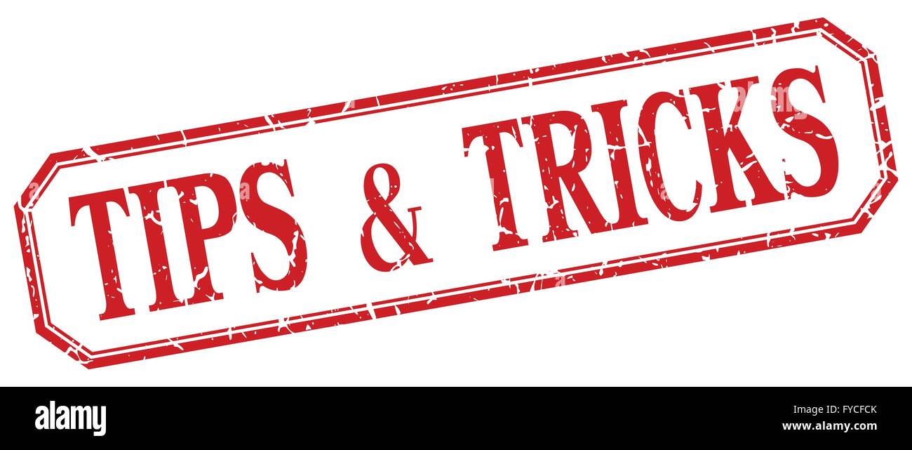 Tipps und Tricks Quadrat rot Grunge Vintage isoliert label Stock Vektor