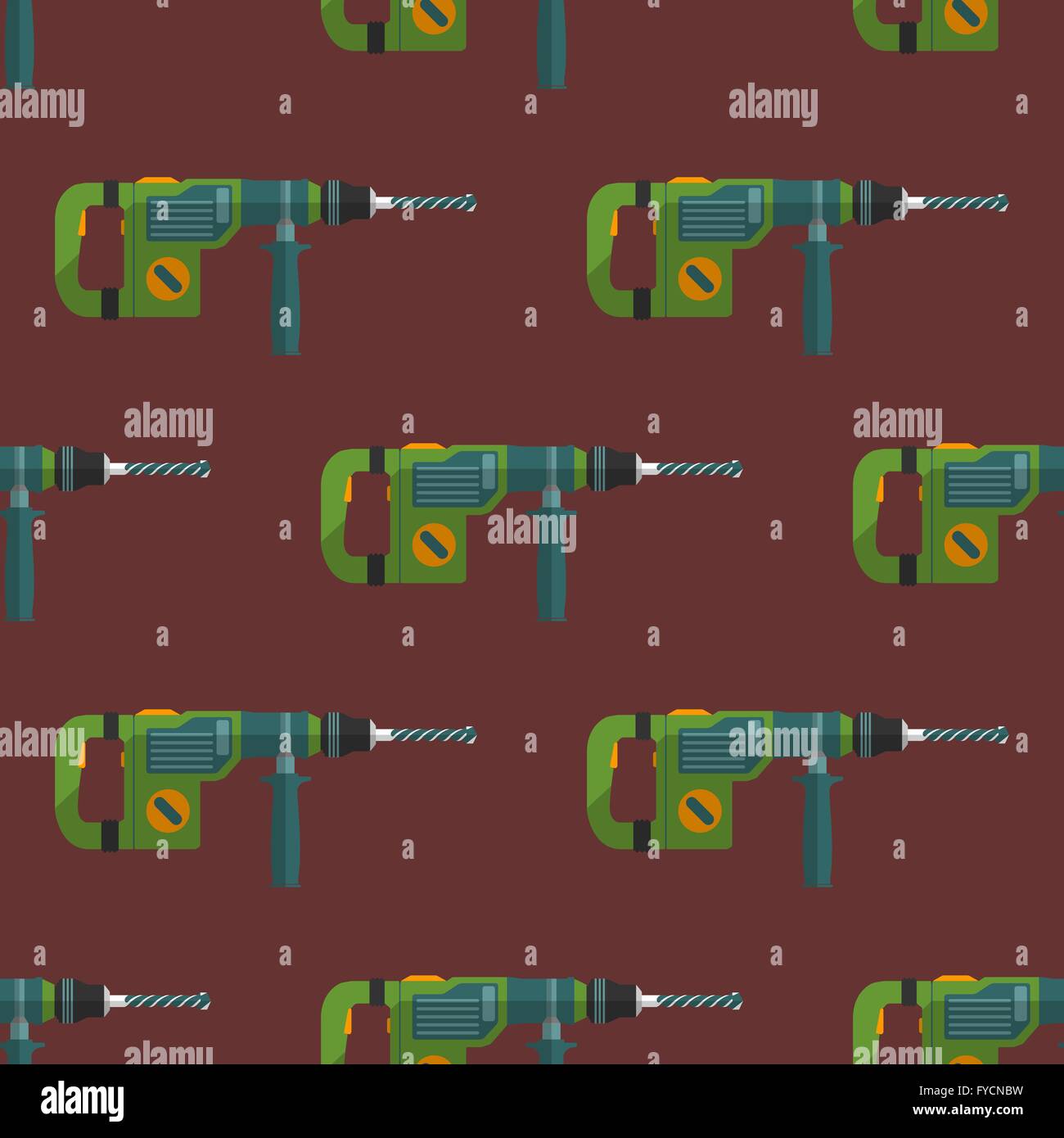 Vektor bunte flache Design Hammer rotierende Bohrer Perforator Gerät elektrische Instrument Werkzeug Haus renovieren Dekoration nahtlose pa Stock Vektor