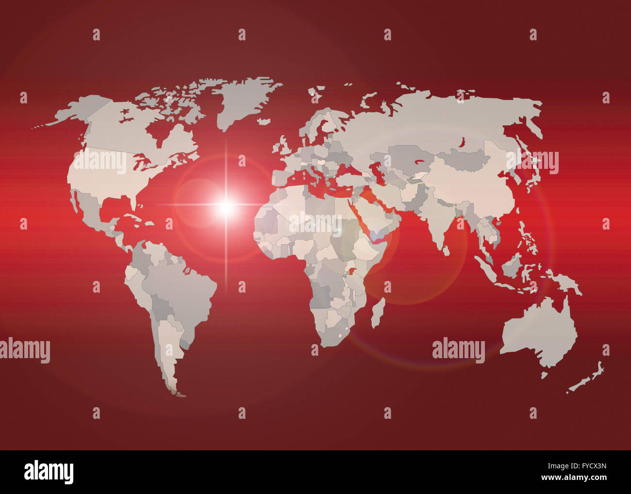 Weltkarte mit Staaten Stockfoto