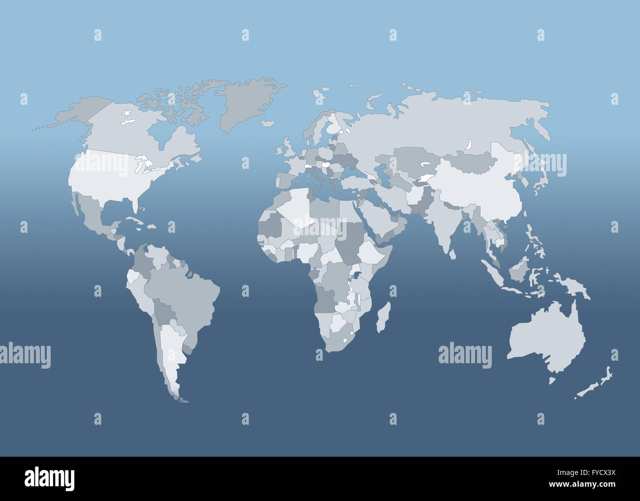 Welt Karte Weltkarte mit Staaten Stockfoto