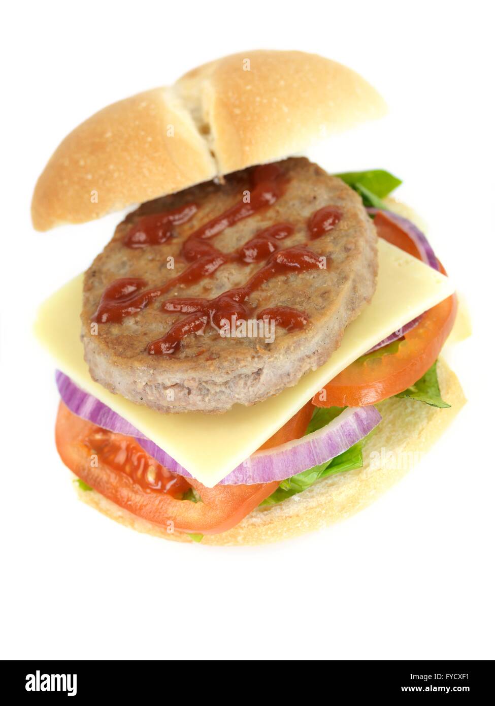 Einen frisch zubereiteten American Style Hamburger Sauce Stockfoto