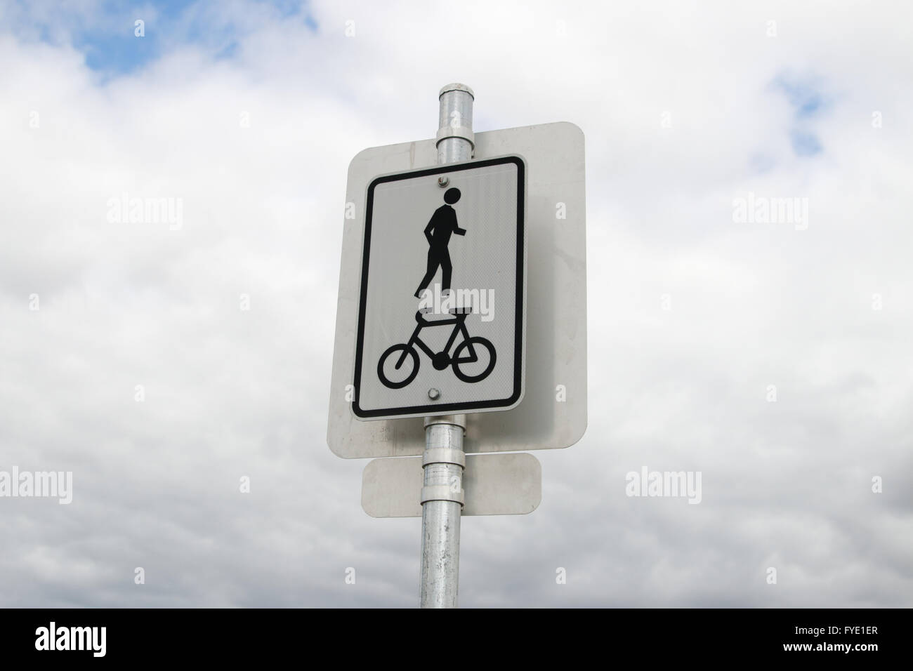 Handakos und Fahrrad Lane teilen Schild Stockfoto
