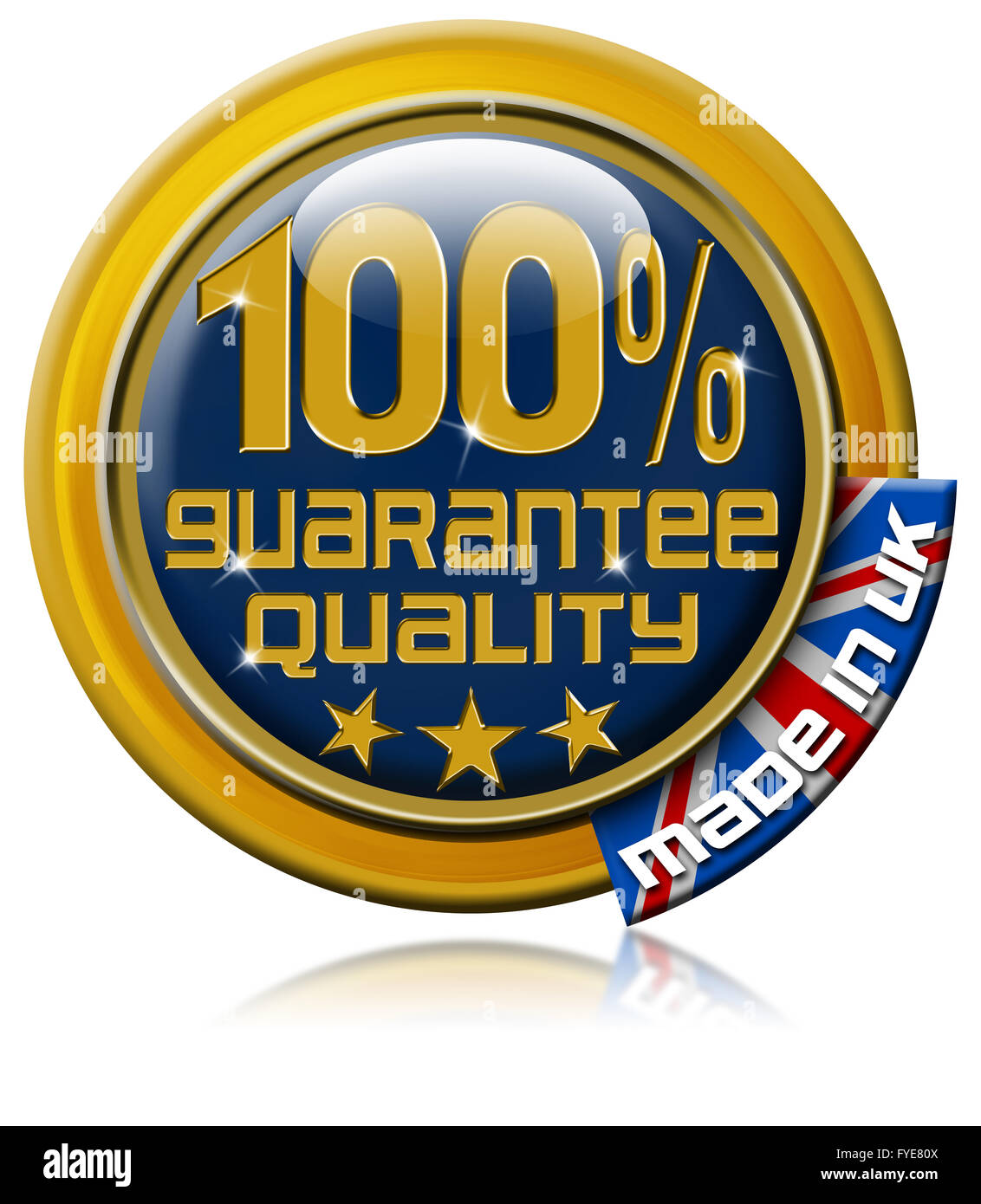 Garantieren Sie Qualität 100 % made in Uk Stockfoto