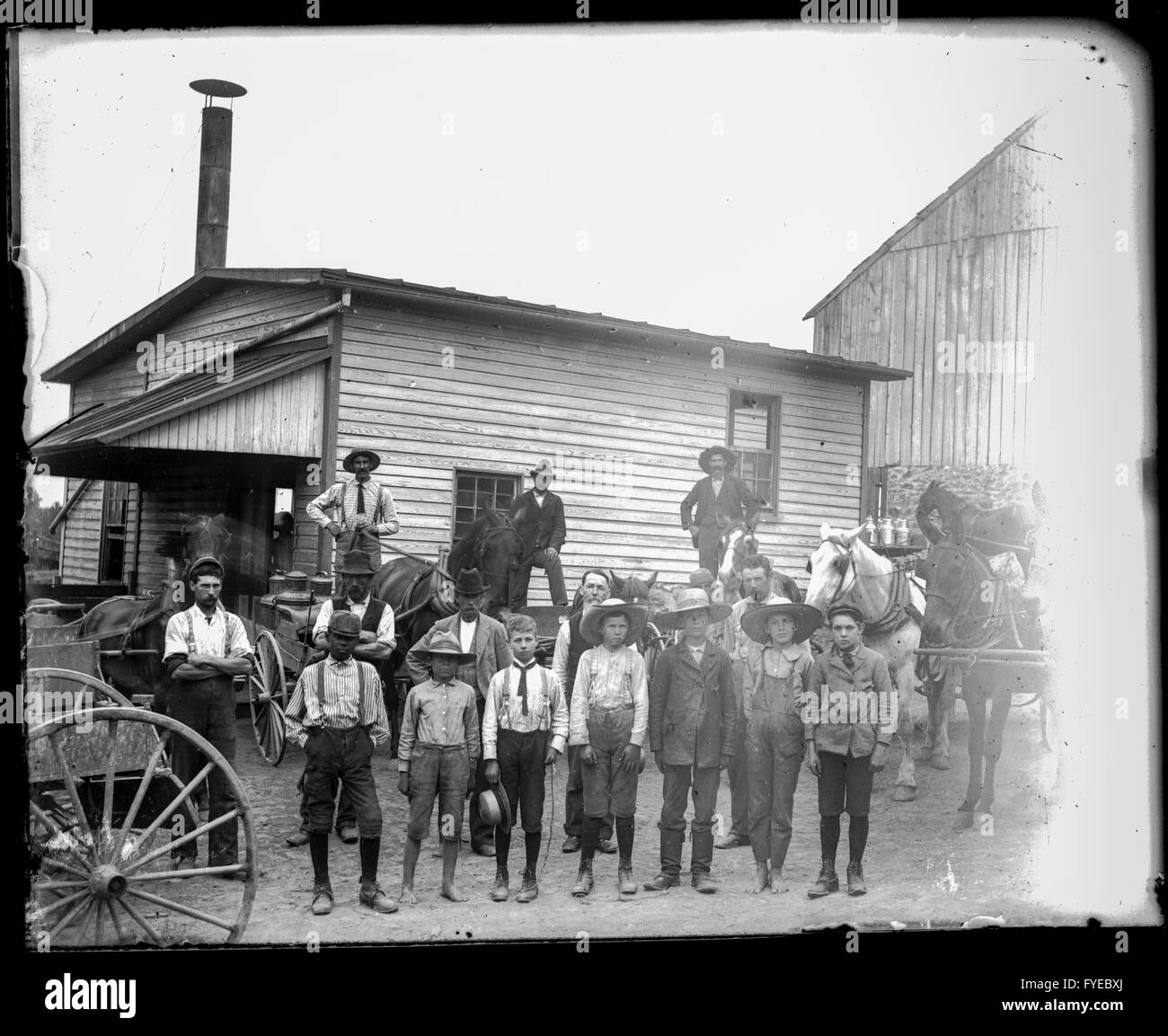 Viktorianische Foto von einer Gruppe von Männern und Jugendlichen jungen Fallston, Maryland tätig. Stockfoto