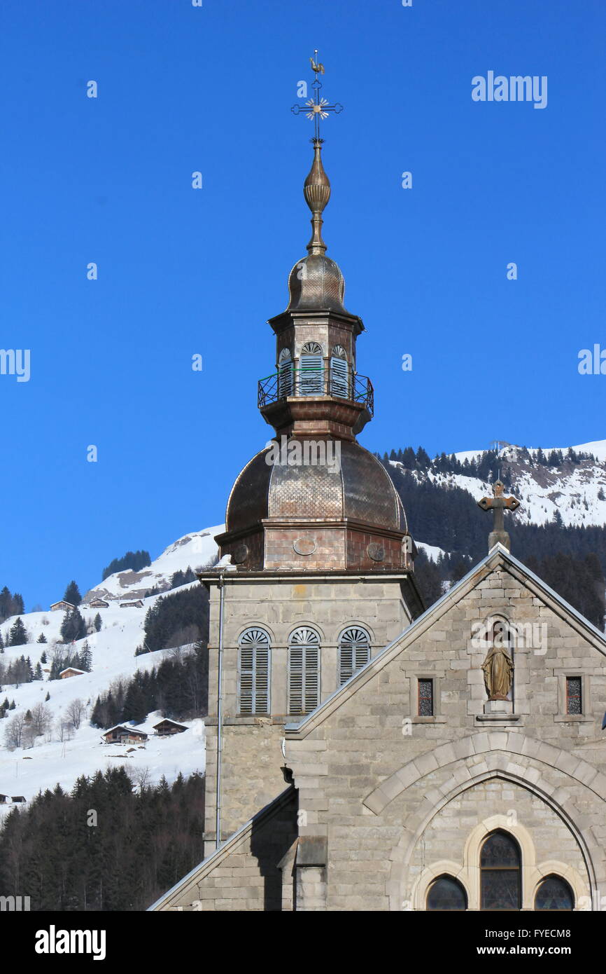 Kirche Notre-Dame de Assomption, Le Grand-Bornand, Stockfoto