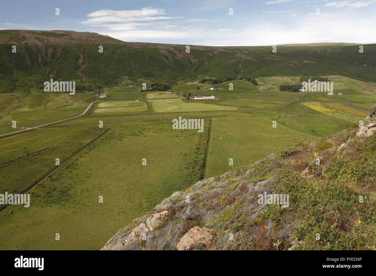 Eine Farm in der Nähe von Geysir geothermische Gebiet Stockfoto
