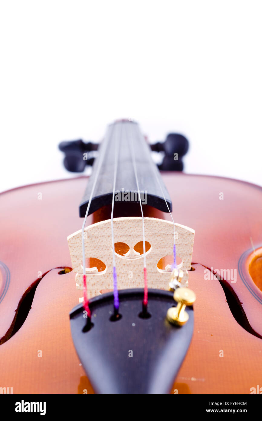 Vintage Violine auf weißem Hintergrund Stockfoto
