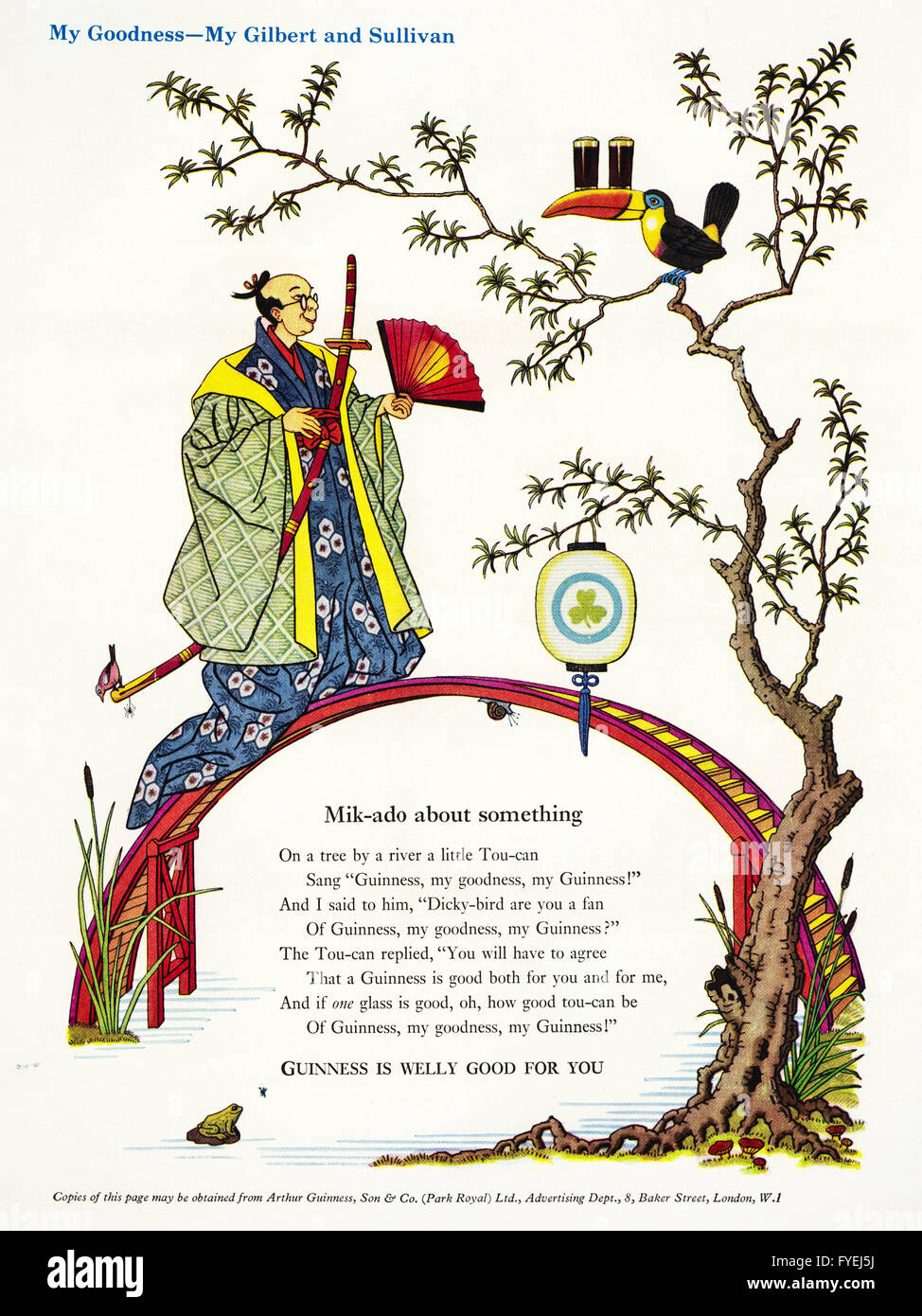 Original alte Vintage 1960er Jahre ganzseitige Farbe Magazin Anzeige datiert 1962. Werbung Werbung Guinness. Stockfoto
