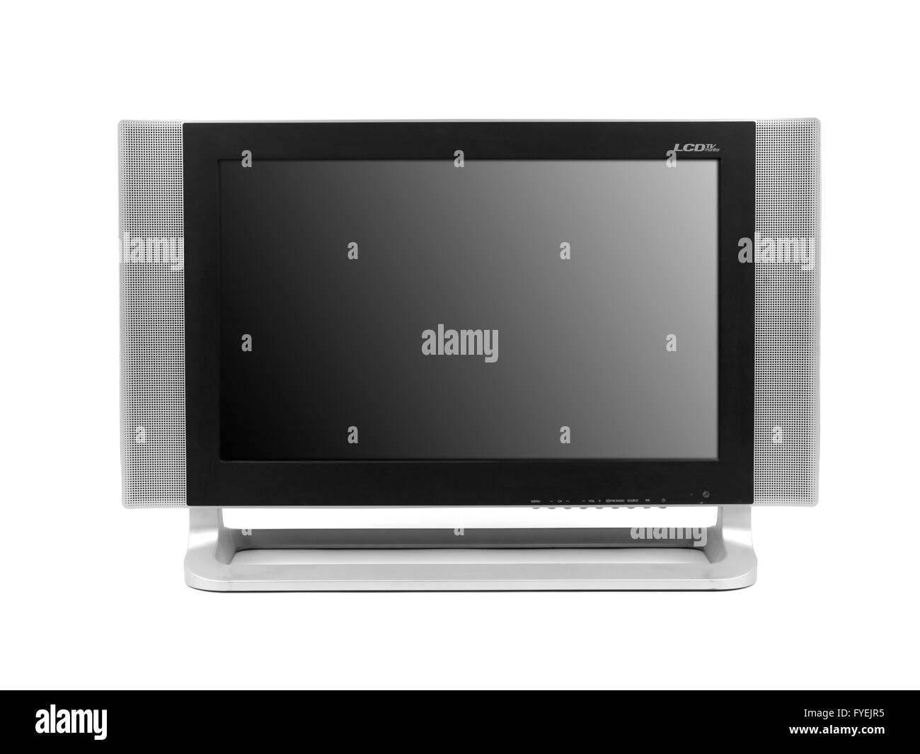 Ein LCD-TV-Monitor vor einem weißen Hintergrund isoliert Stockfoto