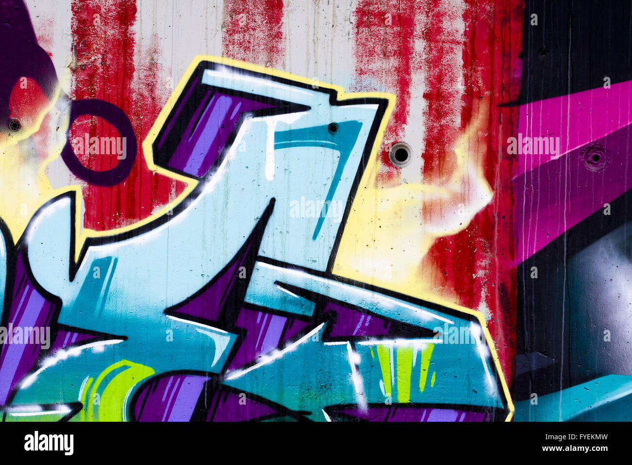 Straßenkunst, Teil einer städtischen Grafitti an Wand Stockfoto