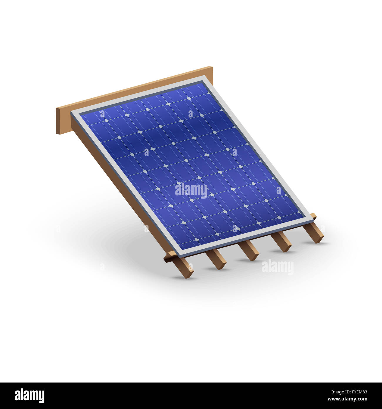 Symbol-Solar-Panel-Abdeckung auf Dach Stockfoto