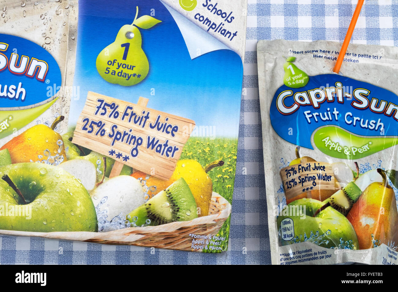 Capri-Sonne Apfel und Birne Fruit Crush trinken Stockfoto