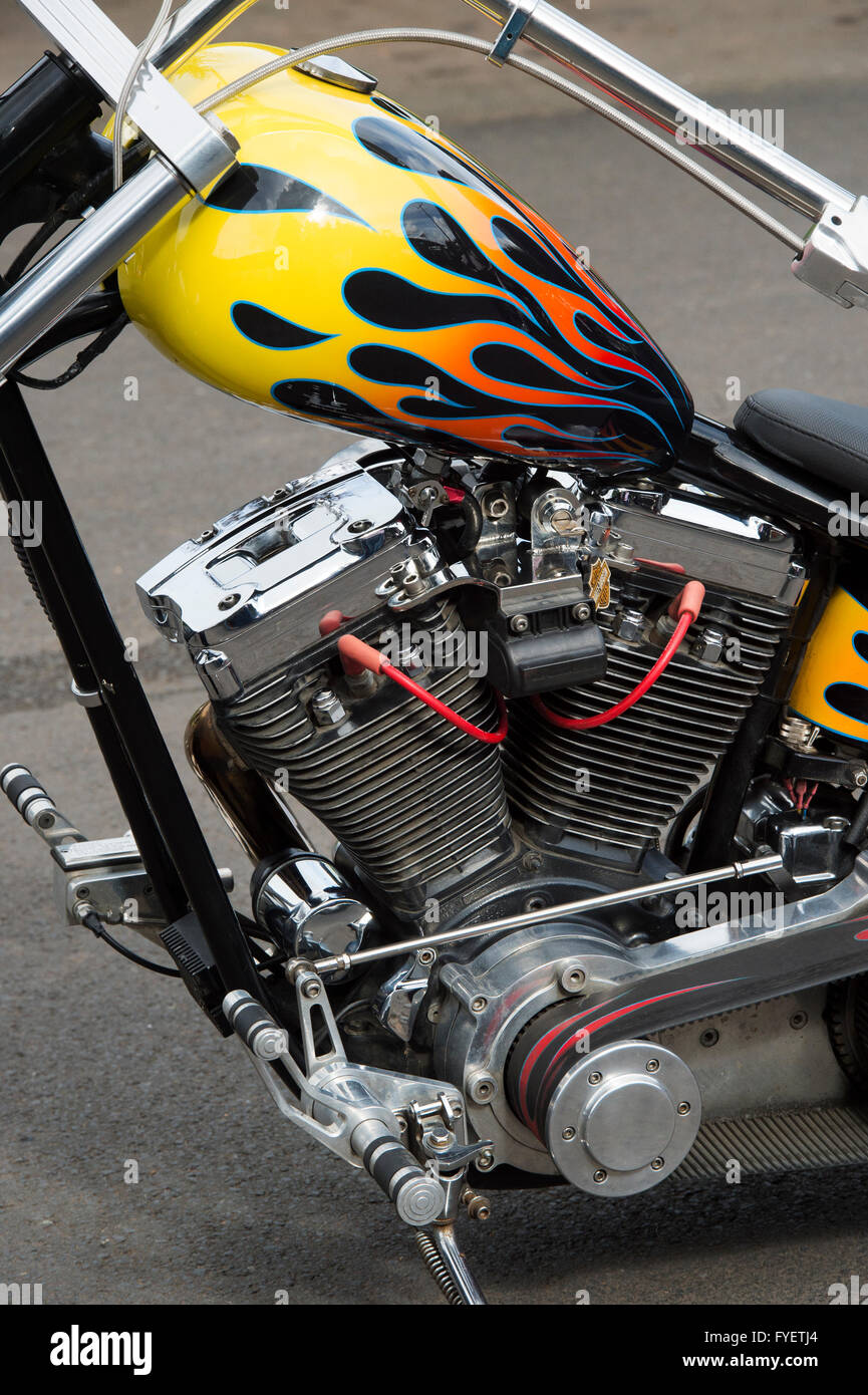 Custom Harley Davidson Chopper Motorrad bei einer Motorrad-Show in England Stockfoto