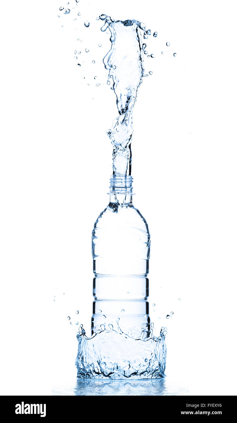 Flasche im Wasser Spritzen Stockfoto