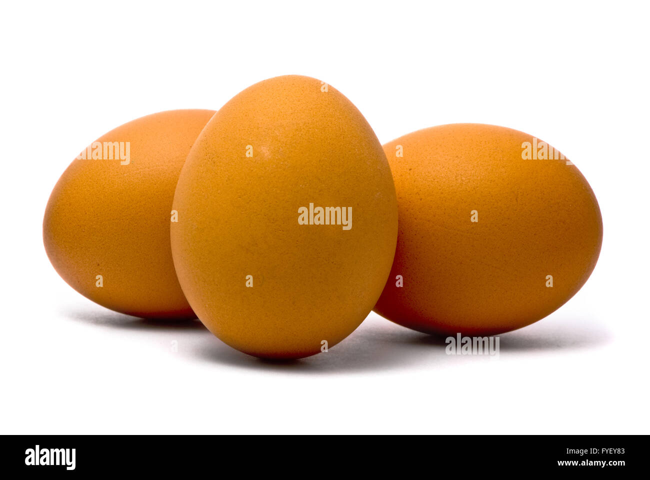 Drei Eiern isoliert auf weißem Hintergrund Stockfoto