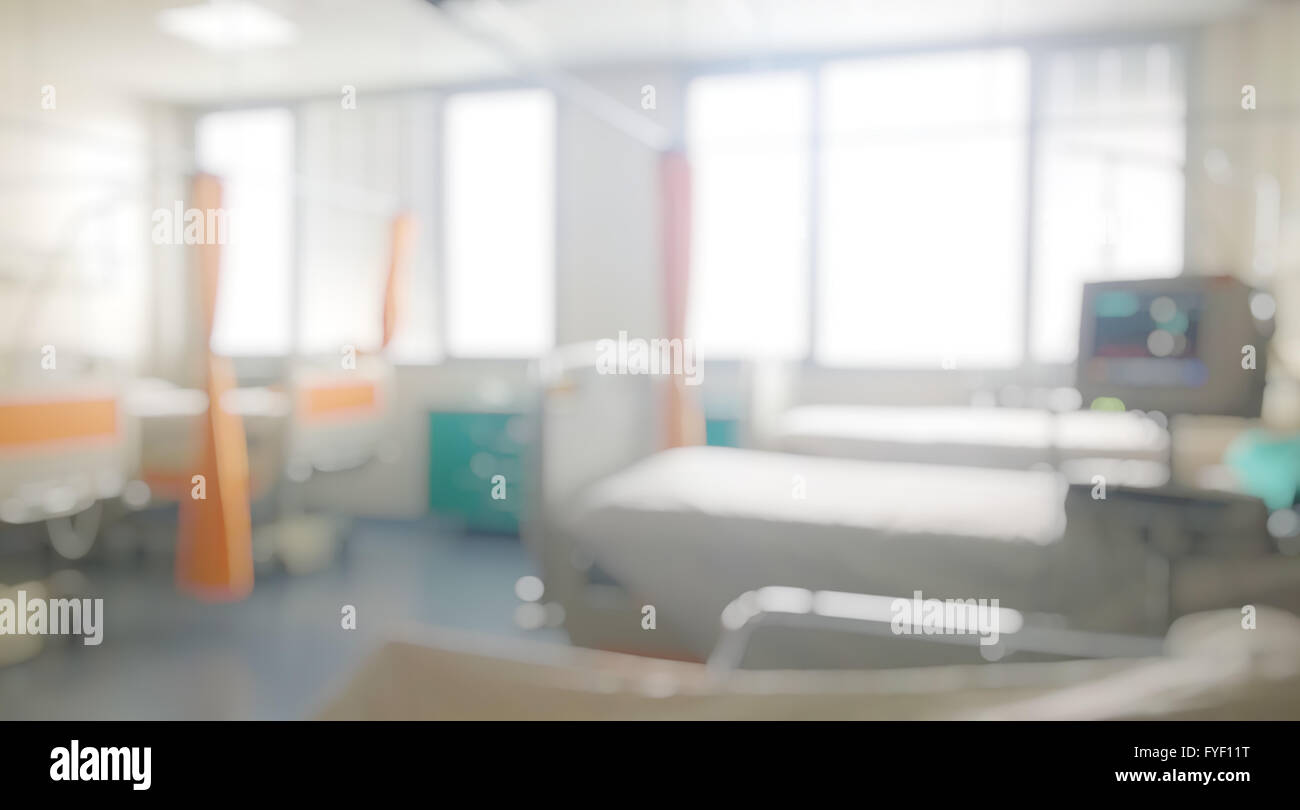 Innenbereich des modernen Krankenhauses Hintergrund unscharf Stockfoto
