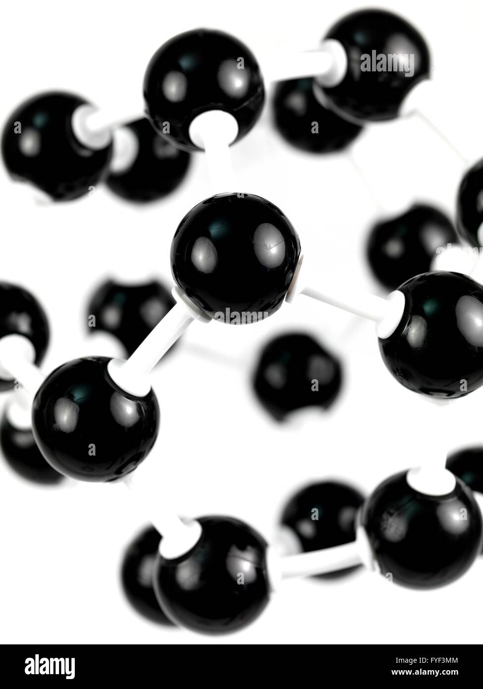 Ein Molekülstruktur vor einem weißen Hintergrund isoliert Stockfoto