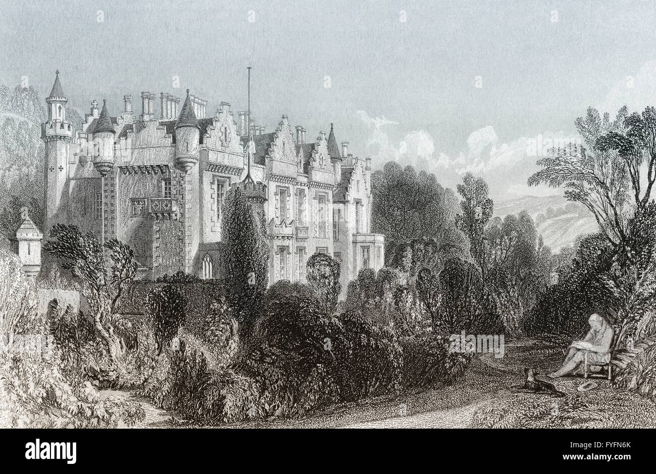 Abbotsford House in der Nähe von Melrose, Süd - Schottland, Sir Walter Scott, 1. Baronet von Abbotsford, 1771-1832, schottischer Dichter und wr Stockfoto
